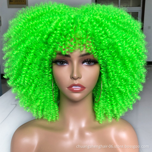 Wholesale 36 colors wig availble accept customize ombre starry blue short hair synthetic wig for black women curly wigs